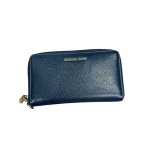 Michael Kors Dark Blue Wallet with Gold Details